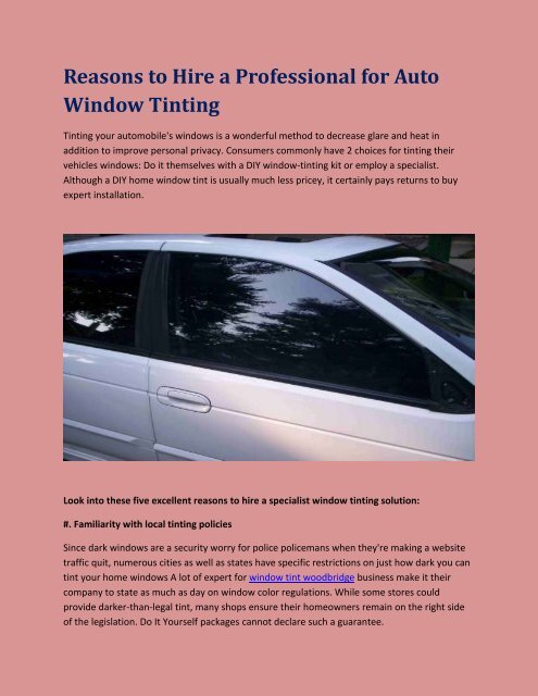 Reasons to Hire a Professional for Auto Window Tinting.pdf