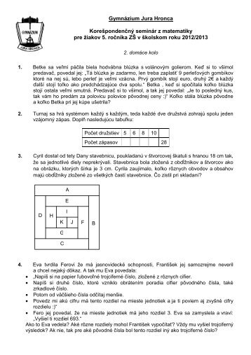 GymnÃ¡zium Jura Hronca KoreÅ¡pondenÄnÃ½ seminÃ¡r z matematiky ...