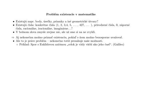 NEKONEÄNO V TEOLÃGII, FILOZOFII A MATEMATIKE Pavol ZlatoÅ¡ ...