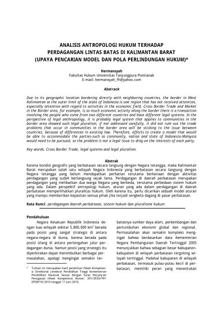 dengan perdagangan permasalahan mengingat Kabupatenkabupaten wilayah perbatasan