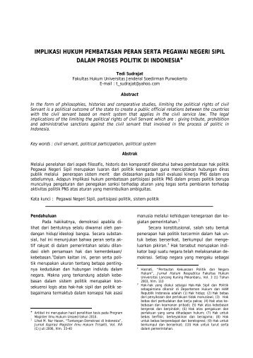 implikasi hukum pembatasan peran serta pegawai negeri sipil ...