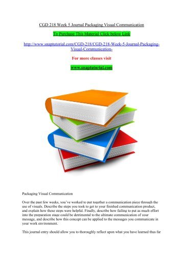 CGD 218 Week 5 Journal Packaging Visual Communication/ SNAPTUTORIAL