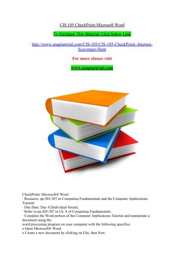 CIS 105 CheckPoint Microsoft Word/ SNAPTUTORIAL