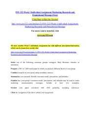 PSY 322 Week 3 Individual Assignment Marketing Research and Promotional Message (New)