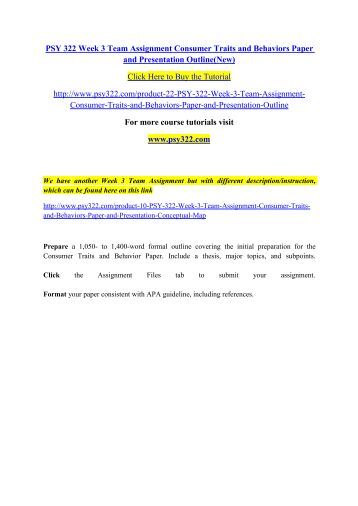 Consumer behavior paper outline