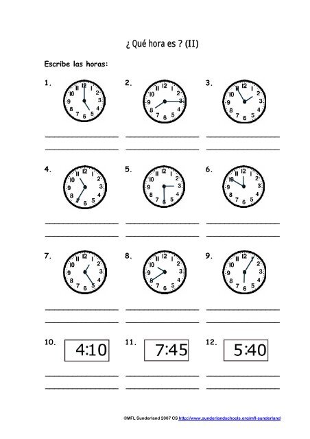 ¿ Qué hora es ? (II)