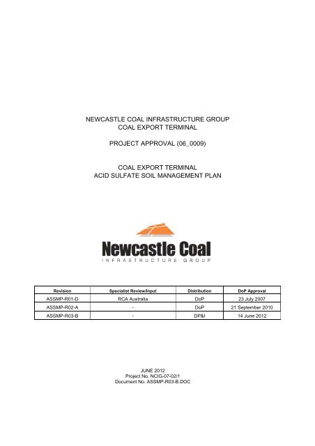 Stage 2F Acid Sulphate Soils Management Plan - Newcastle Coal ...