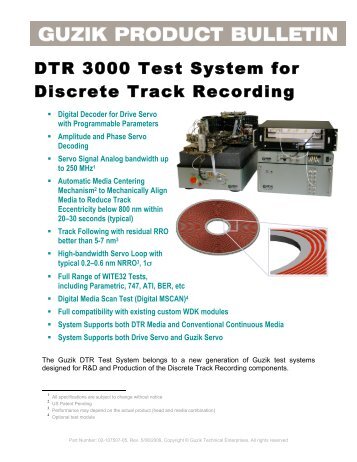 DTR 3000 Test System Product Bulletin - Guzik Technical Enterprises
