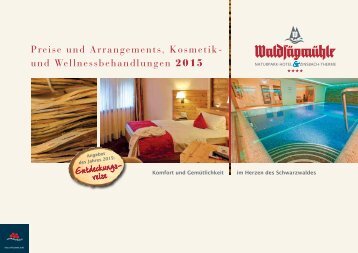 Preise und Arrangements, Kosmetikund Wellnessbehandlungen 2015