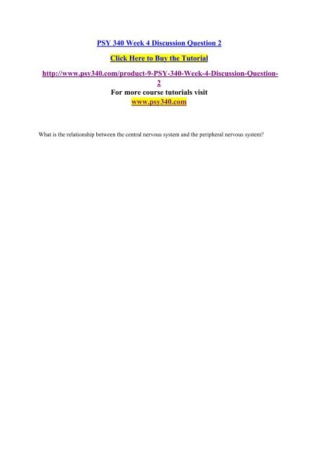 PSY 340 Week 4 Discussion Question 2