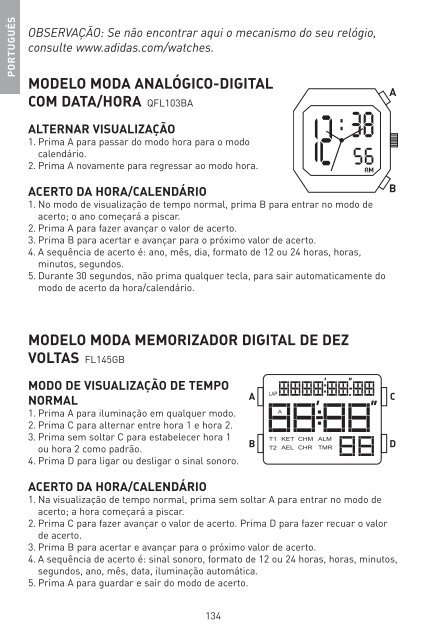 modelo moda analógico-digital com data/hora qfl103ba modelo ...