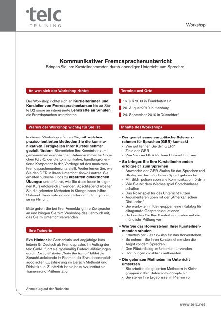 Kommunikativer Fremdsprachenunterricht Telc Gmbh