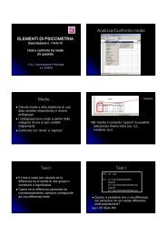 ELEMENTI DI PSICOMETRIA Medie… Test t Test t