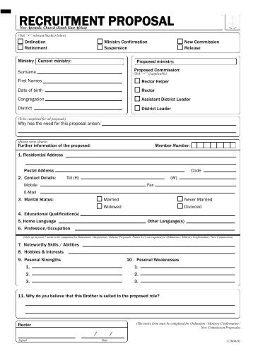 Recruitment form:Layout 1.qxd - New Apostolic Church - South East ...