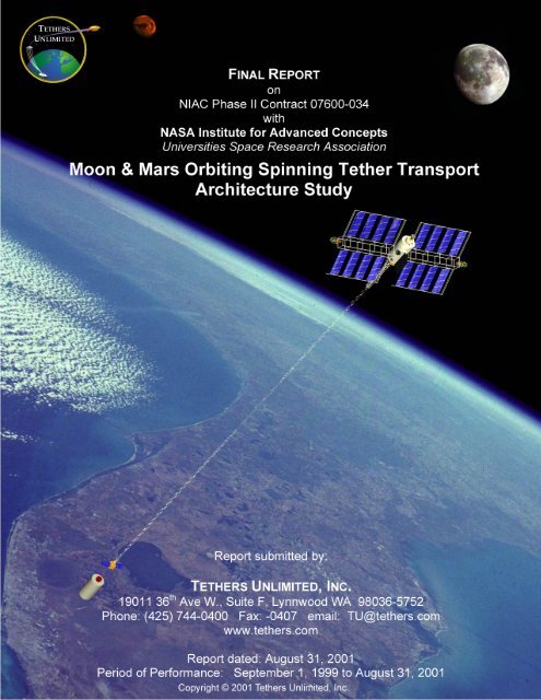 Moon & Mars Orbiting Spinning Tether Transport - Tethers Unlimited