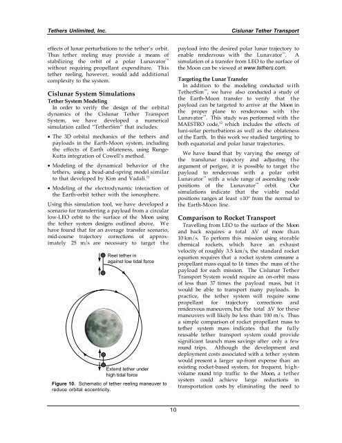 Moon & Mars Orbiting Spinning Tether Transport - Tethers Unlimited