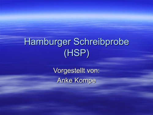 Hamburger Schreibprobe (HSP)