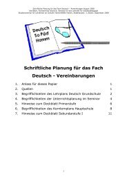 Schriftliche Planung für das Fach Deutsch - Vereinbarungen