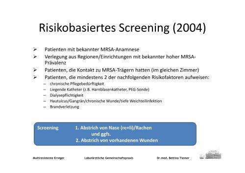 MRE - Multiresistente Erreger Epidemiologie Pathogenese