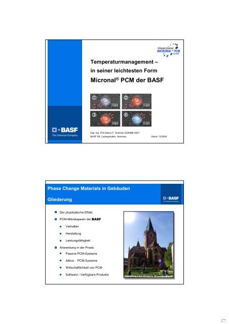 Micronal PCM Katalog für Architekten und Planer 2010