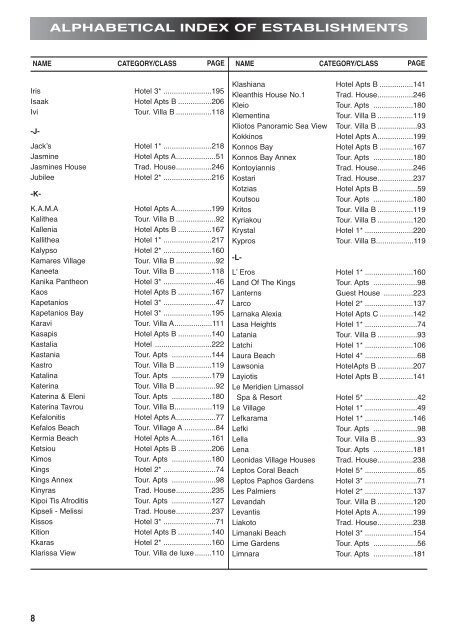 Guide to hotels & other tourist establishments 2010