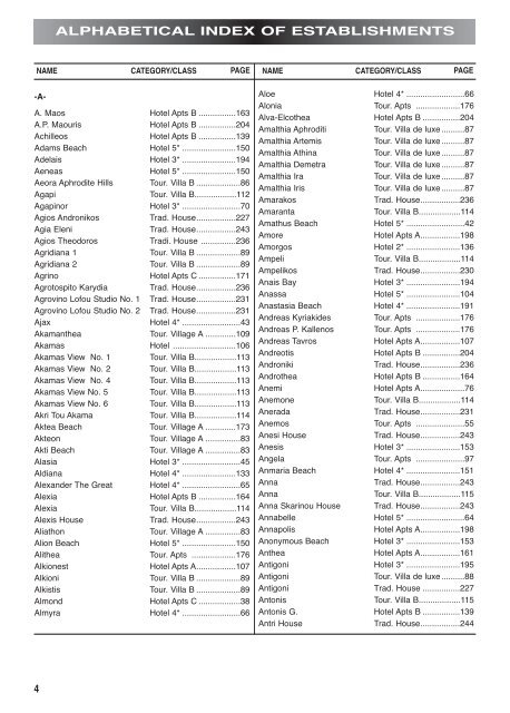 Guide to hotels & other tourist establishments 2010