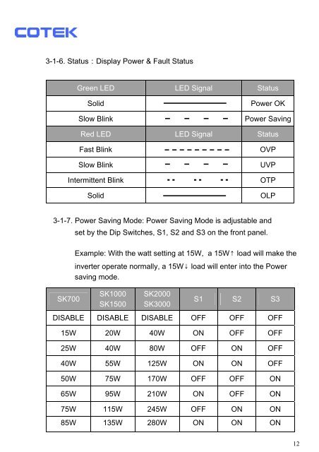 SK Series Pure Sine Wave Inverter User’s Manual