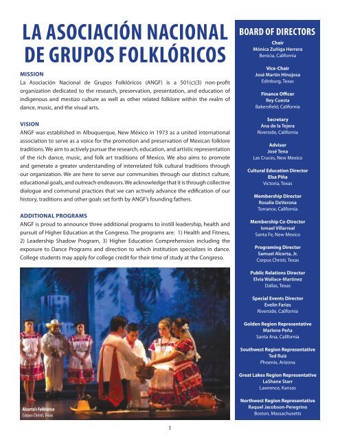 La asociación nacionaL de Grupos FoLkLóricos 2012 ... - ANGF