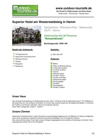 Superior Hotel am Westerwaldsteig in Hamm - Outdoor-Touristik