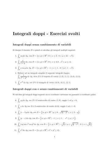 Integrali doppi - Esercizi svolti