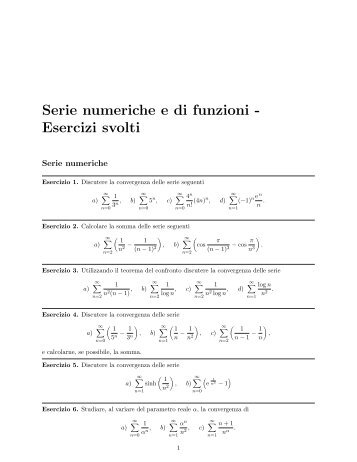 Serie numeriche e di funzioni - Esercizi svolti