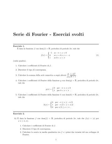 Serie di Fourier - Esercizi svolti