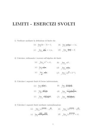 LIMITI - ESERCIZI SVOLTI