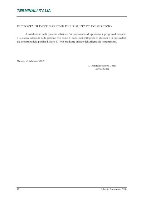 TERMINALI ITALIA S.r.l BILANCIO DI ESERCIZIO CHIUSO AL 31 DICEMBRE 2008