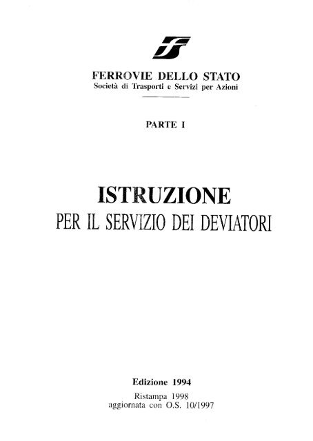 Norme per il servizio dei deviatori (ex ISD) - Rfi