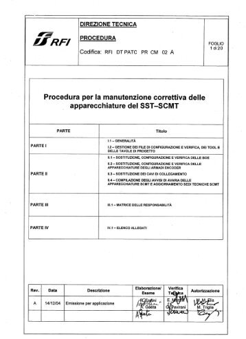 Manutenzione correttiva delle apparecchiature del SST–SCMT