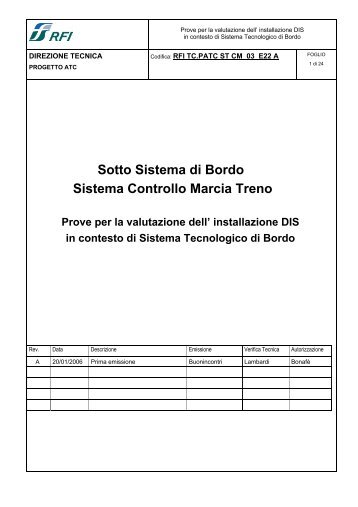 Sotto Sistema di Bordo Sistema Controllo Marcia Treno