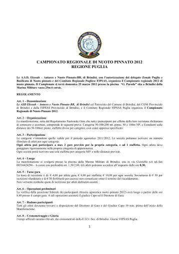 CAMPIONATO REGIONALE DI NUOTO PINNATO 2012 REGIONE PUGLIA