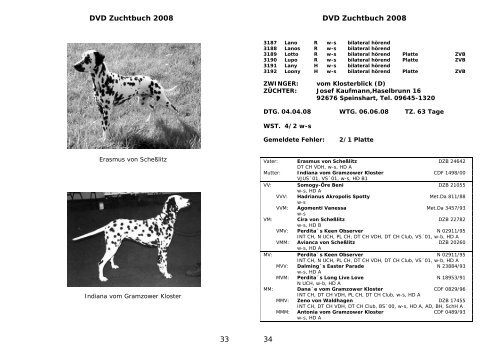 DVD Zuchtbuch 2008 2 - Dalmatiner Verein Deutschland