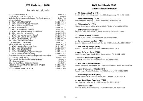 DVD Zuchtbuch 2008 2 - Dalmatiner Verein Deutschland