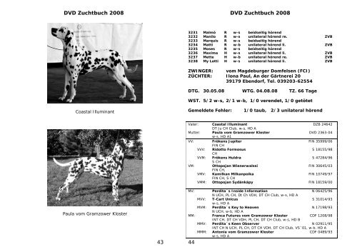 DVD Zuchtbuch 2008 2 - Dalmatiner Verein Deutschland