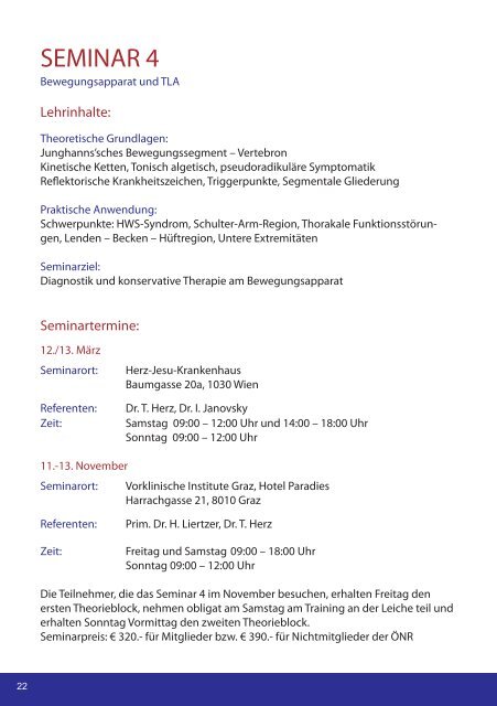 Informationsbroschüre u. Seminarprogramm 2011 - Neuraltherapie