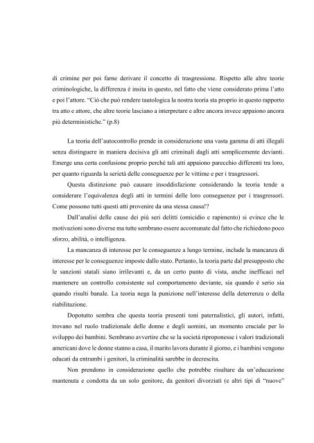 LA TEORIA DEL CONTROLLO ANALIZZATA DA T HIRSCHI E M.R GOTTFREDSON