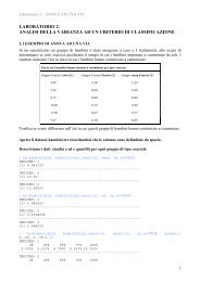 LABORATORIO 2 ANALISI DELLA VARIANZA AD UN CRITERIO DI CLASSIFICAZIONE