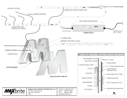 FACE LIT CHANNEL LETTER DATAIL DRAWING