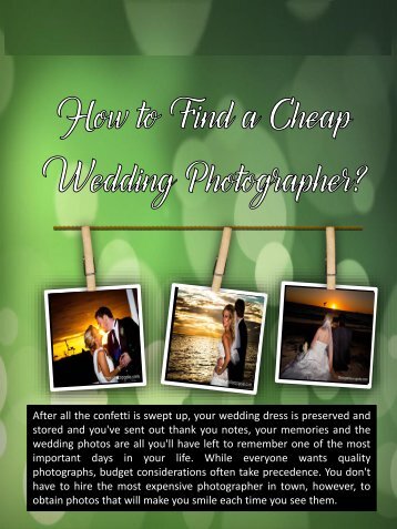 How to Find a Cheap Wedding Photographer?