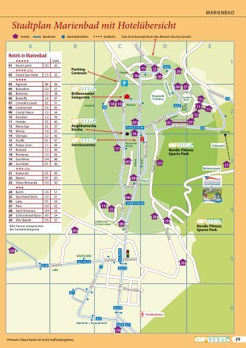 Stadtplan Marienbad mit Hotelübersicht