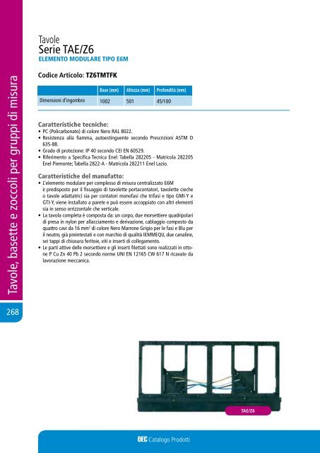 Tavole basette e zoccoli per gruppi di misura