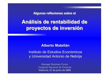 Análisis de rentabilidad de proyectos de inversión