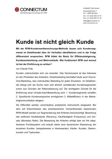 Kunde ist nicht gleich Kunde